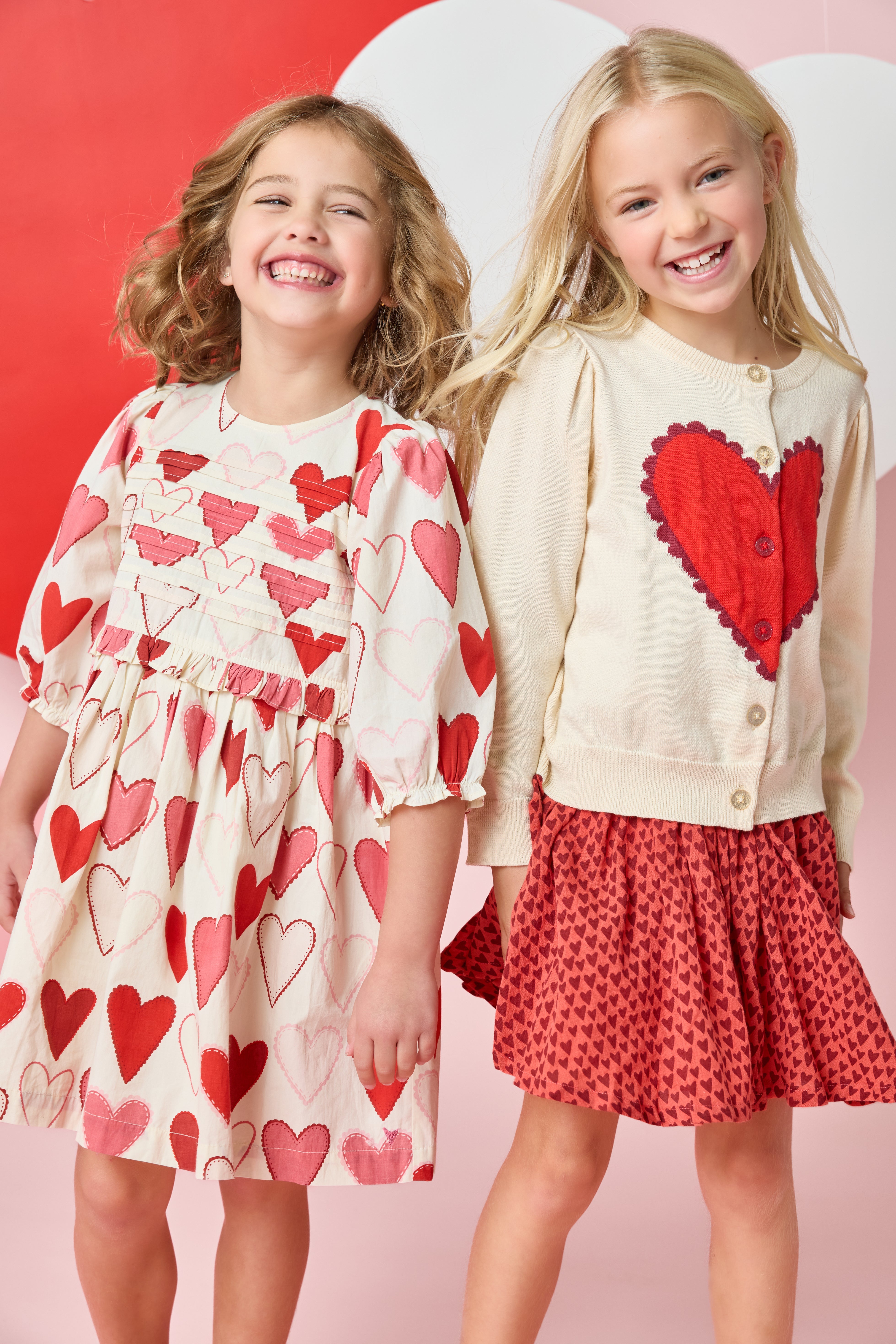 Pink Chicken Girls Gianna Skirt - Red Mini Hearts