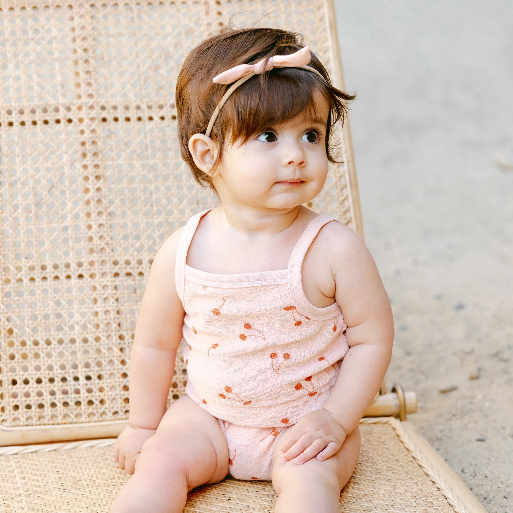 Quincy Mae Terry Cinch Romper - Cherries