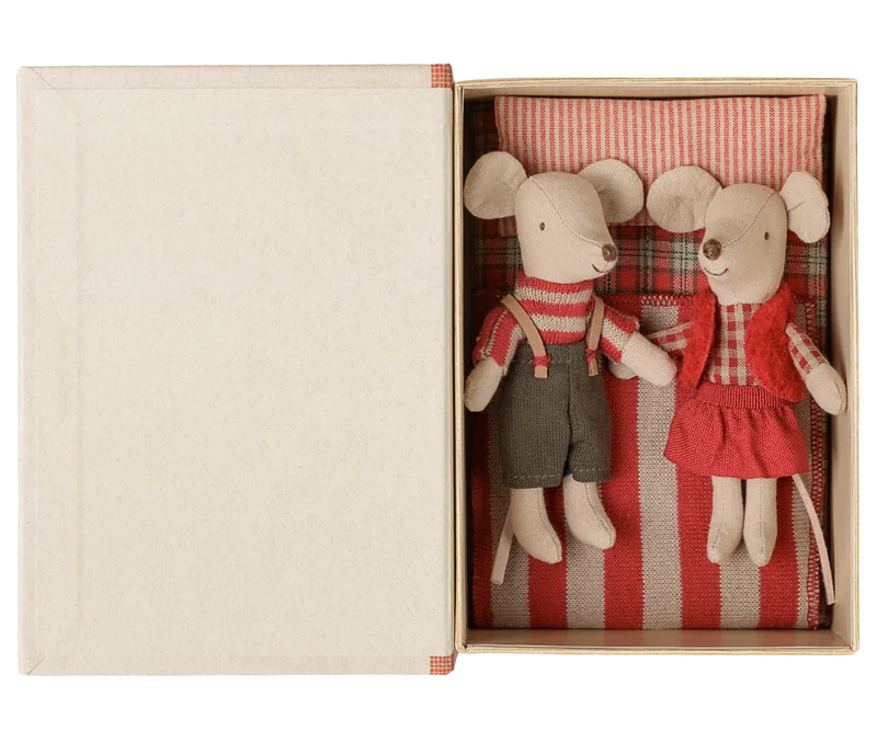 Maileg Christmas Twin Mice - Little Sister + Brother in Book