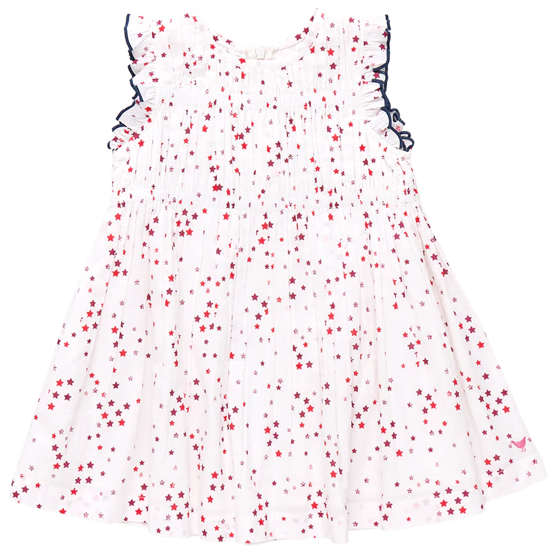 Pink Chicken Girls Waverly Dress - Red Ditsy Stars