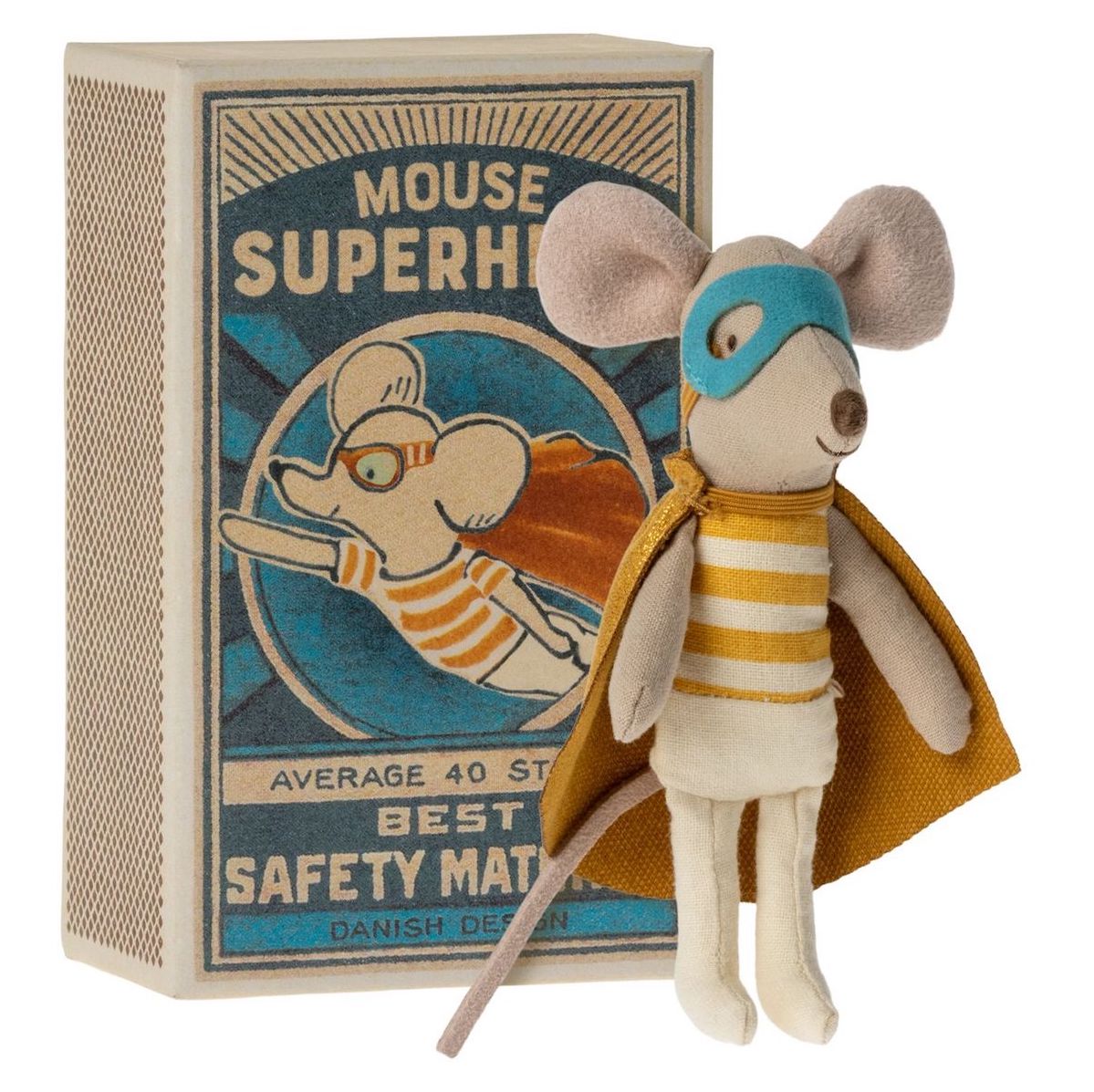Maileg Super Hero Mouse - Little Brother in Matchbox