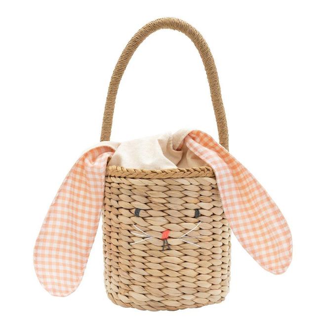 Meri Meri Gingham Bunny Straw Basket