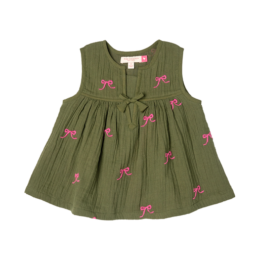 Pink Chicken Girls Jade Top - Olive Bows