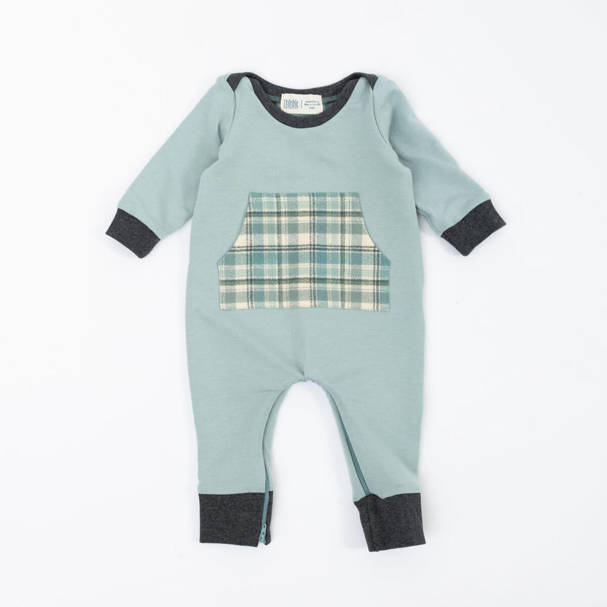 Thimble Bamboo Zip Romper - Glacier Plaid