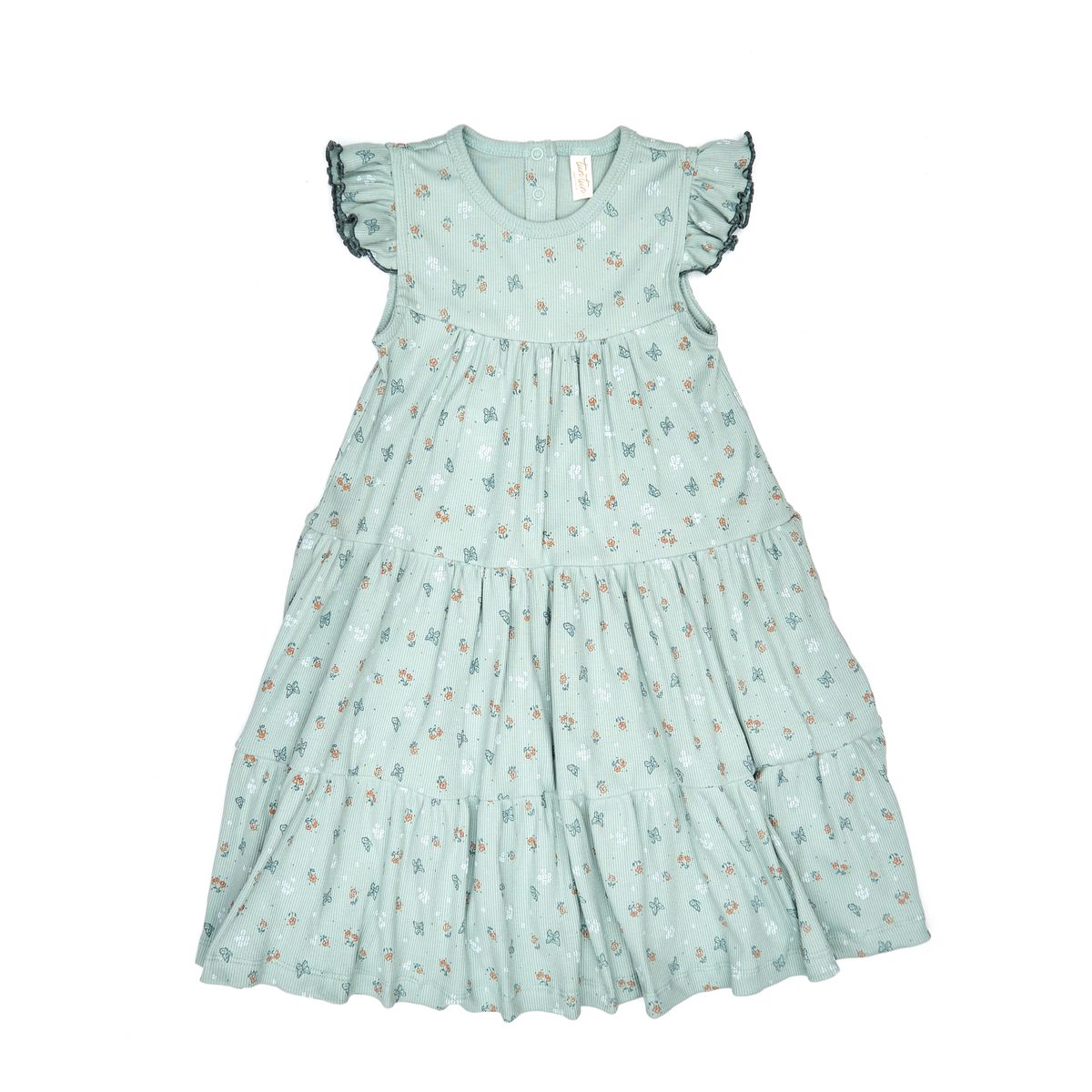 Tun Tun Ribbed Flutter Dress - Jade Butterflies