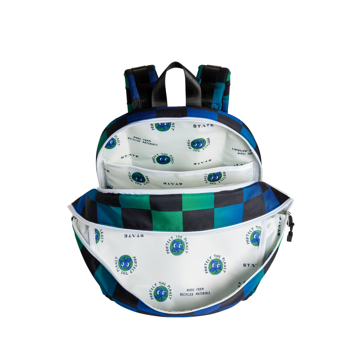 STATE Kane Double Pocket Backpack - Blue Checkerboard