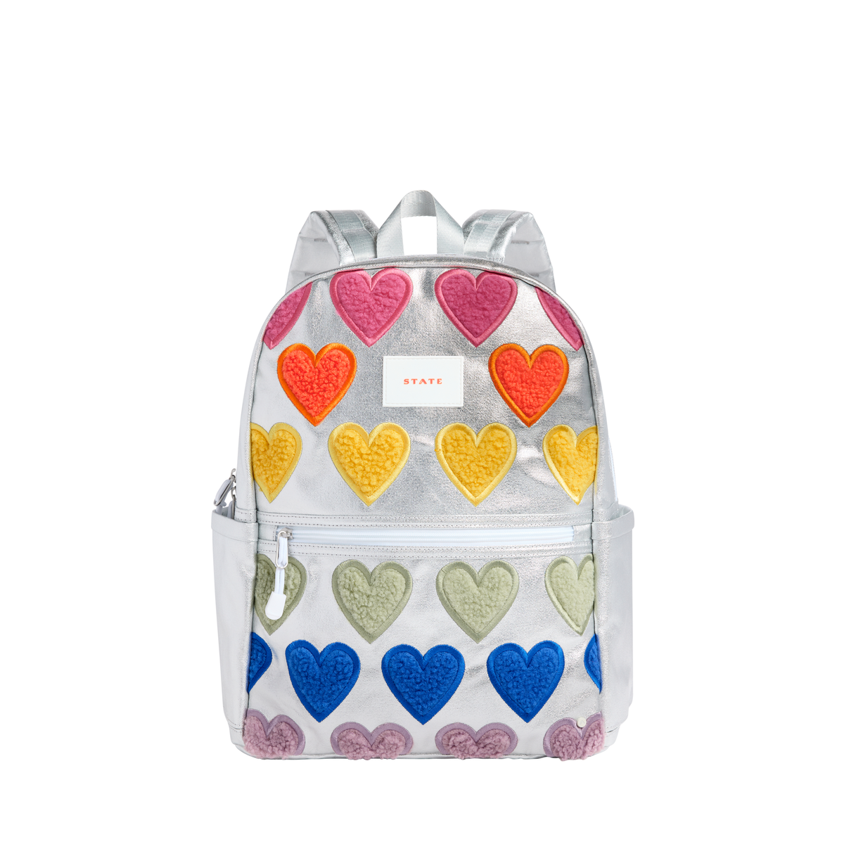 STATE Kane Double Pocket Backpack - Metallic Fuzzy Hearts