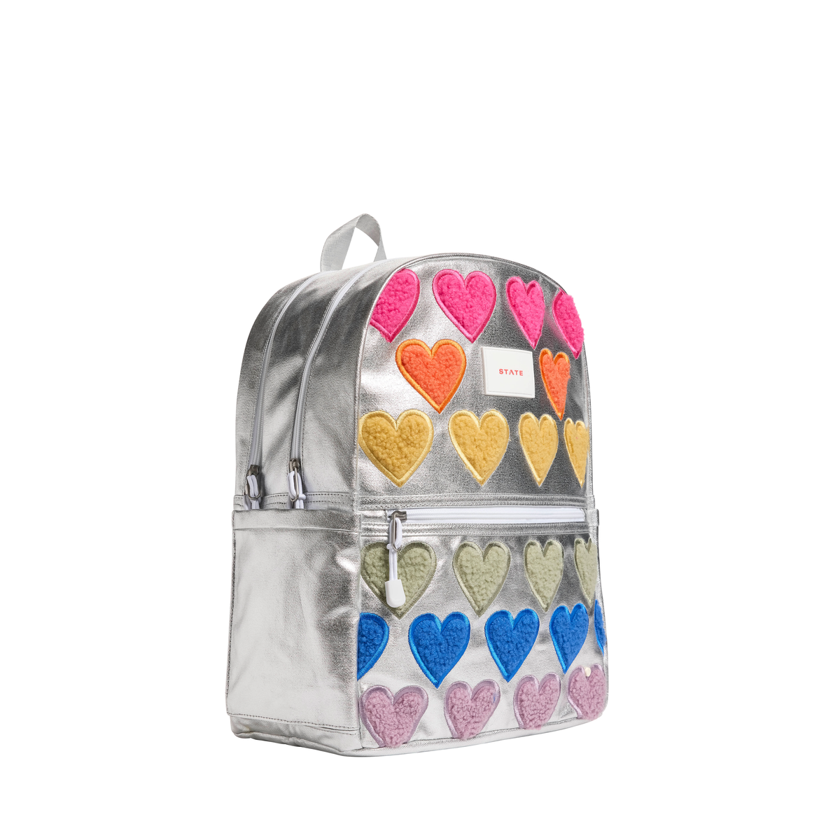 STATE Kane Double Pocket Backpack - Metallic Fuzzy Hearts