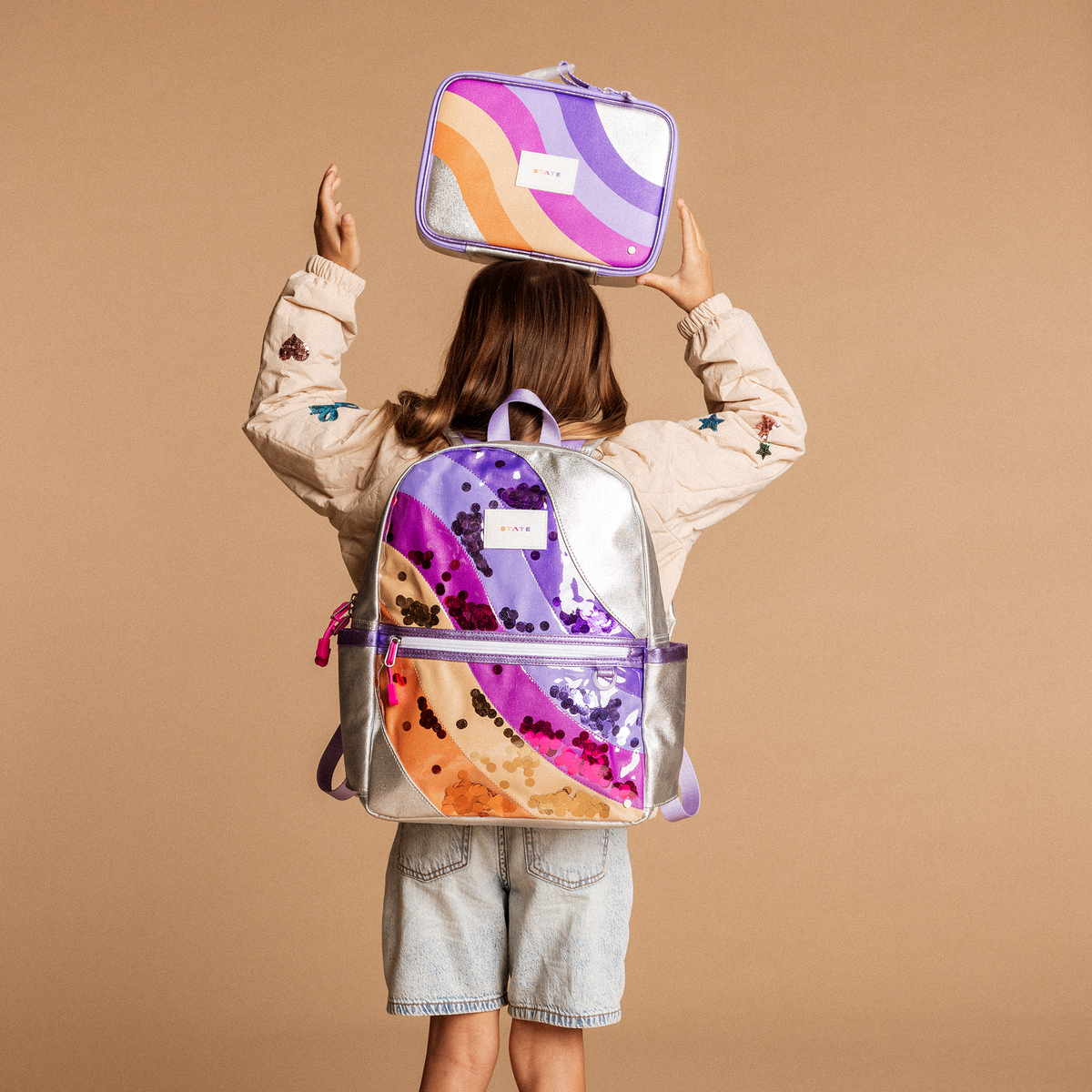 STATE Kane Double Pocket Backpack - Metallic Sequin Wave