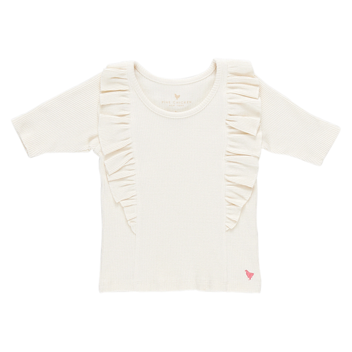 Pink Chicken Girls Organic Ruffle Rib Top - Antique White