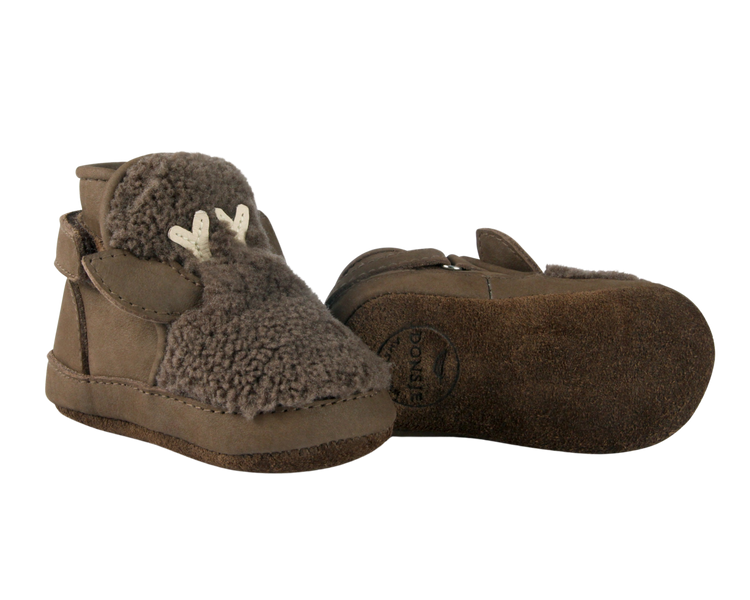 Donsje Infant Richy Lining Stag Shoe - Hazelnut Curly Faux Fur