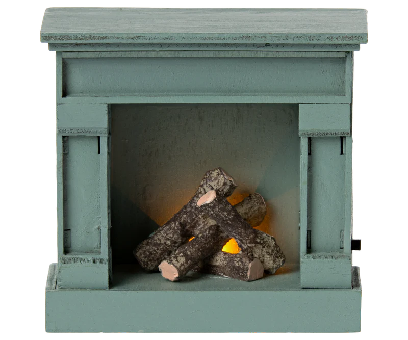 Maileg Fireplace, Mouse - Blue