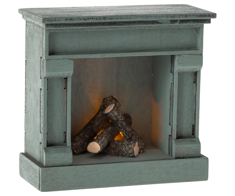 Maileg Fireplace, Mouse - Blue