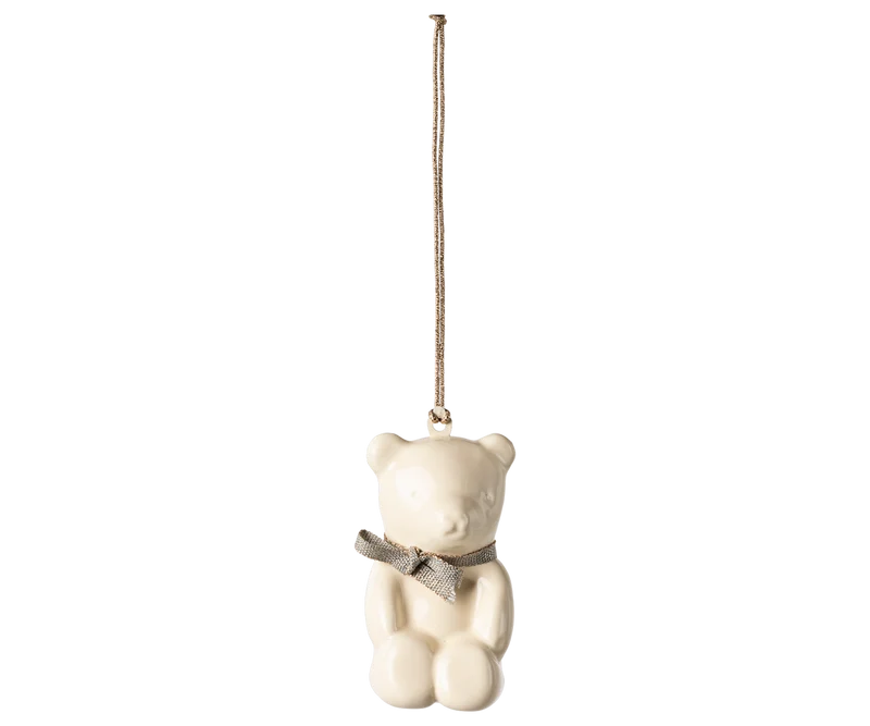 Maileg Metal Ornament - Teddy Bear - Off-White/Blue