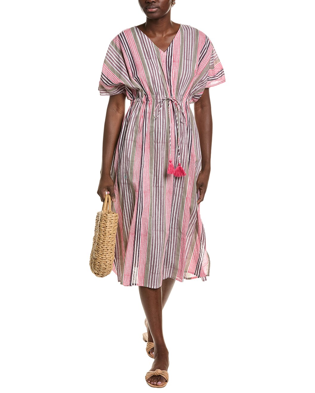 Mer St. Barth Women's Delphine Kaftan - Pink Stripe
