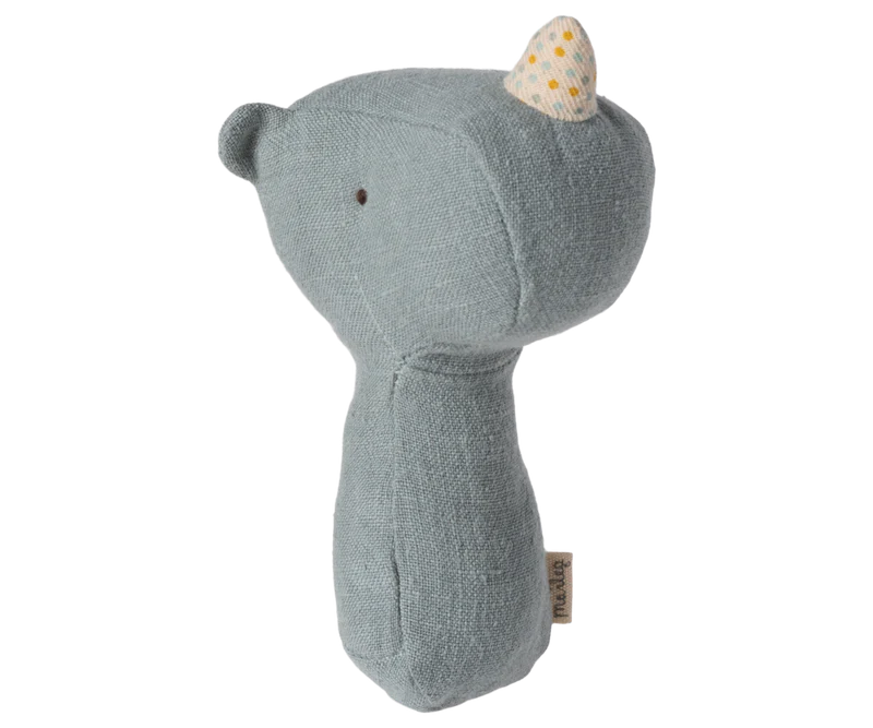 Maileg Lullaby Friends Rhino Rattle - Dusty Blue