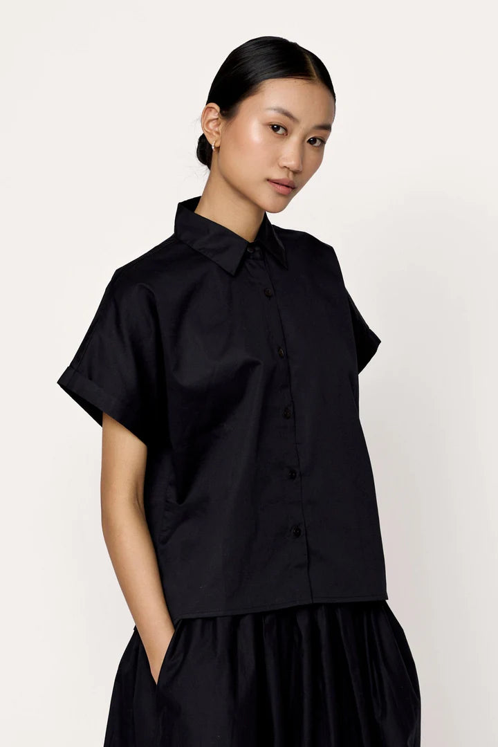 Laude the Label Relaxed Short Sleeve Shirt - Black