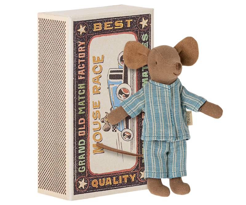 Maileg Big Brother Mouse in Matchbox - Blue Stripes