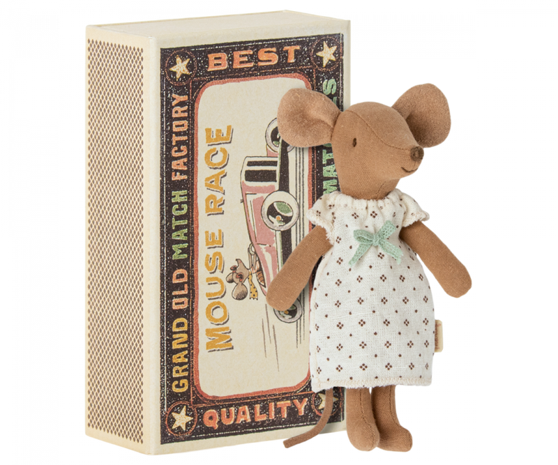 Maileg Big Sister Mouse in Matchbox - Cream with Bow