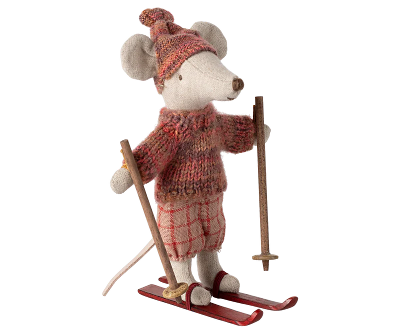 Maileg Winter Mouse with Ski Set - Big Sister - Rose