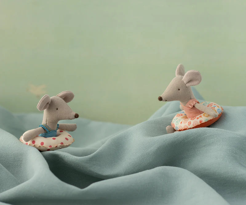 Maileg Beach Mouse with Float, Little Sister - Multi Dot