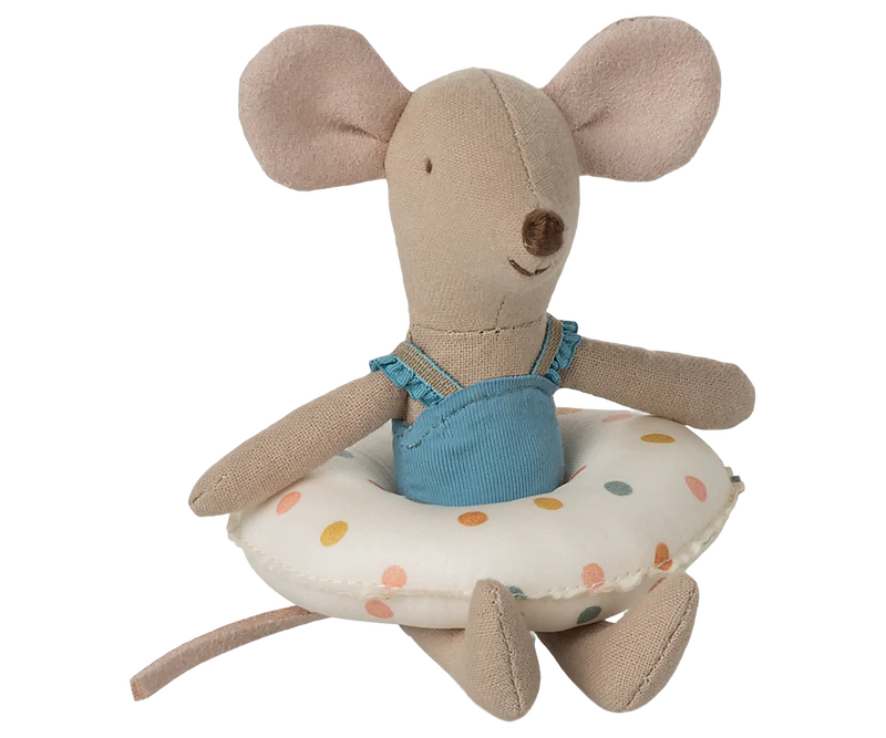 Maileg Beach Mouse with Float, Little Sister - Multi Dot