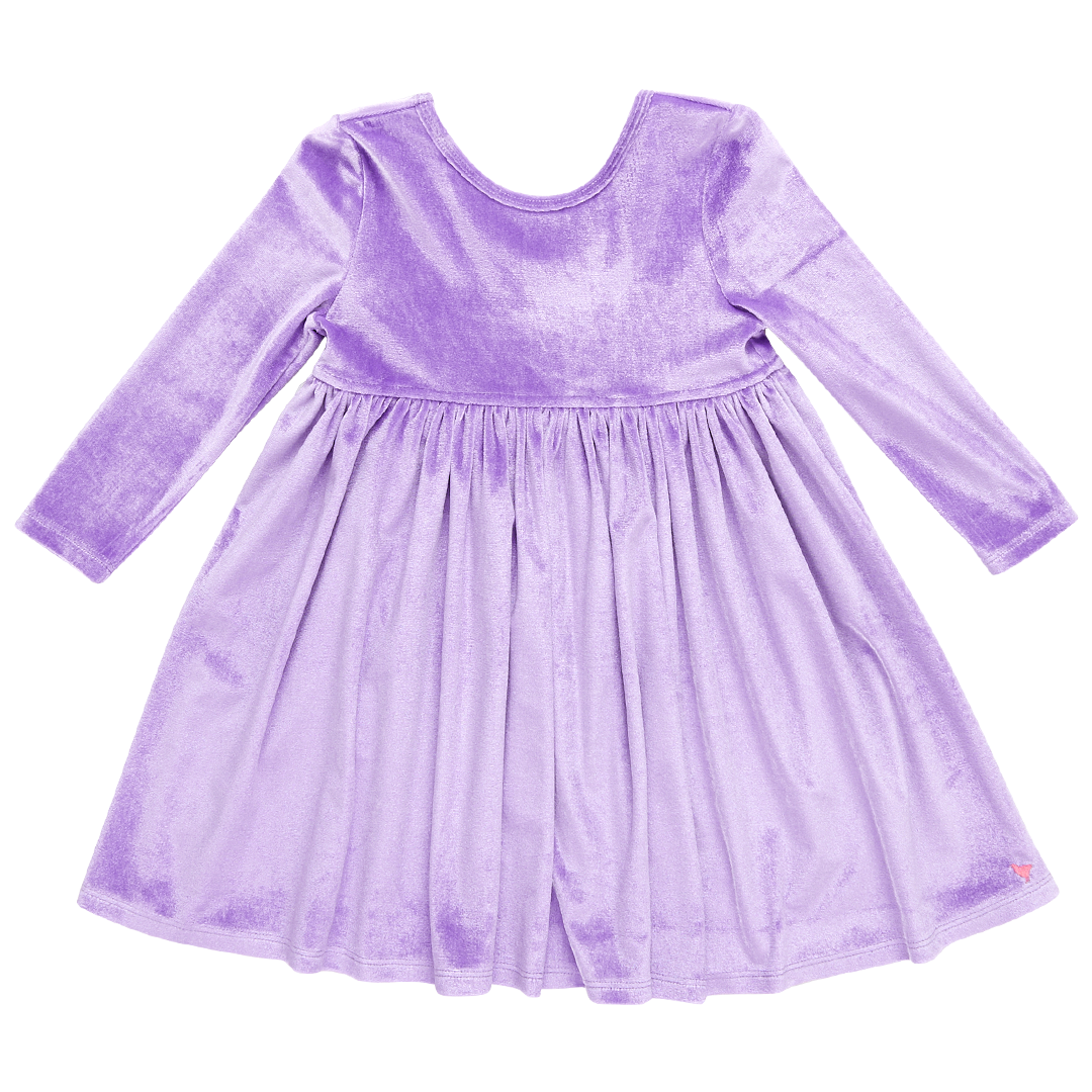 Pink Chicken Girls Velour Steph Dress - Lavender