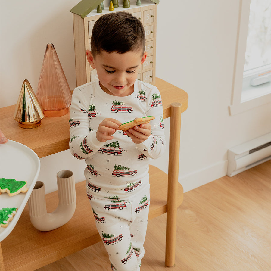 Wagoneer Print on Off-White Pajama Set