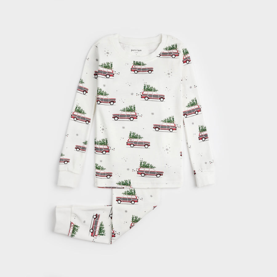 Wagoneer Print on Off-White Pajama Set