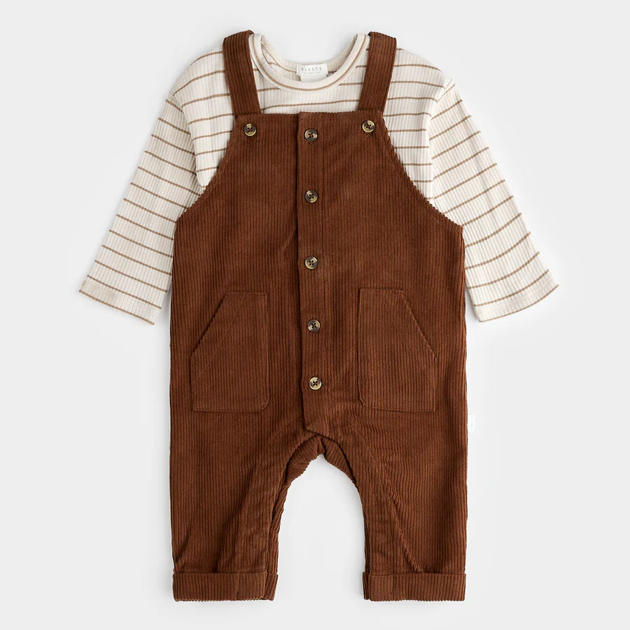 Petit Lem Mustang Corduroy Overall Set