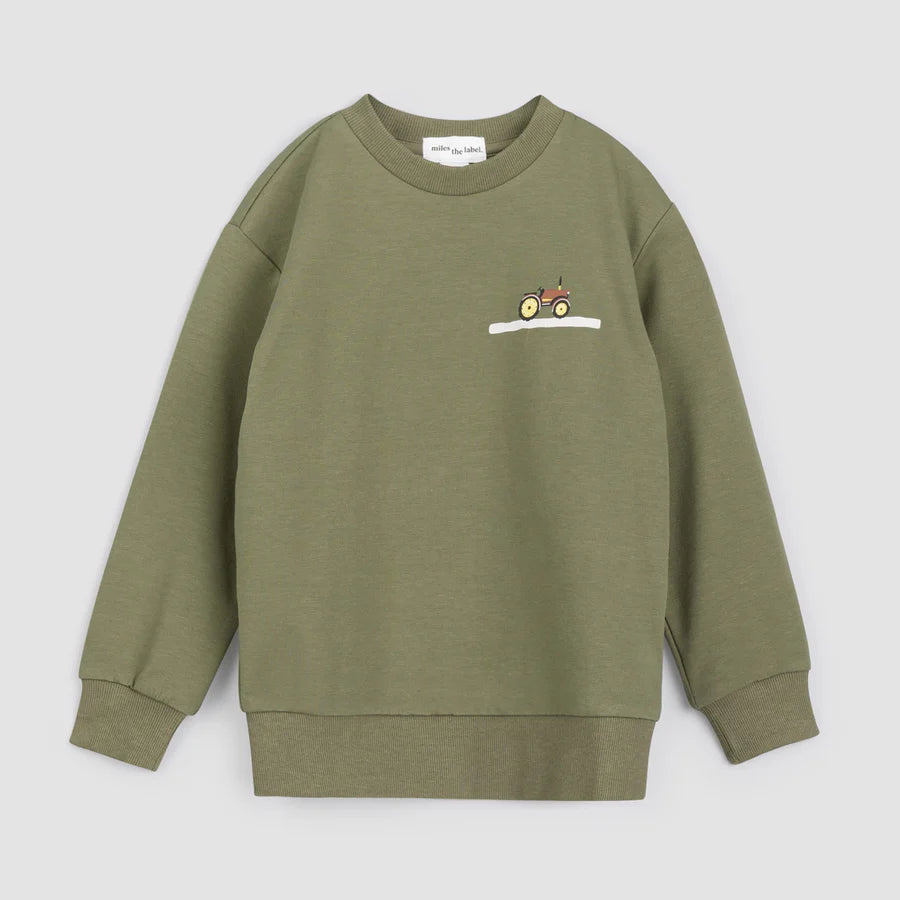 Miles the Label Corn Maze Print on Lichen Green Sweatshirt