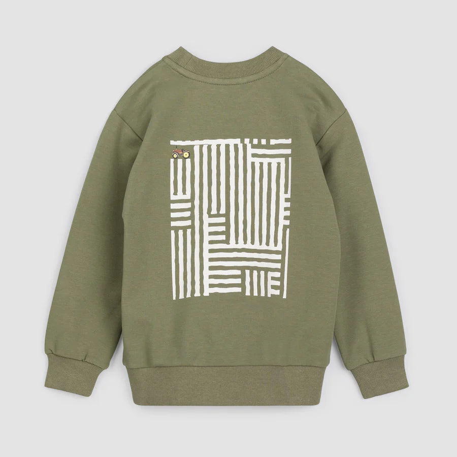 Miles the Label Corn Maze Print on Lichen Green Sweatshirt