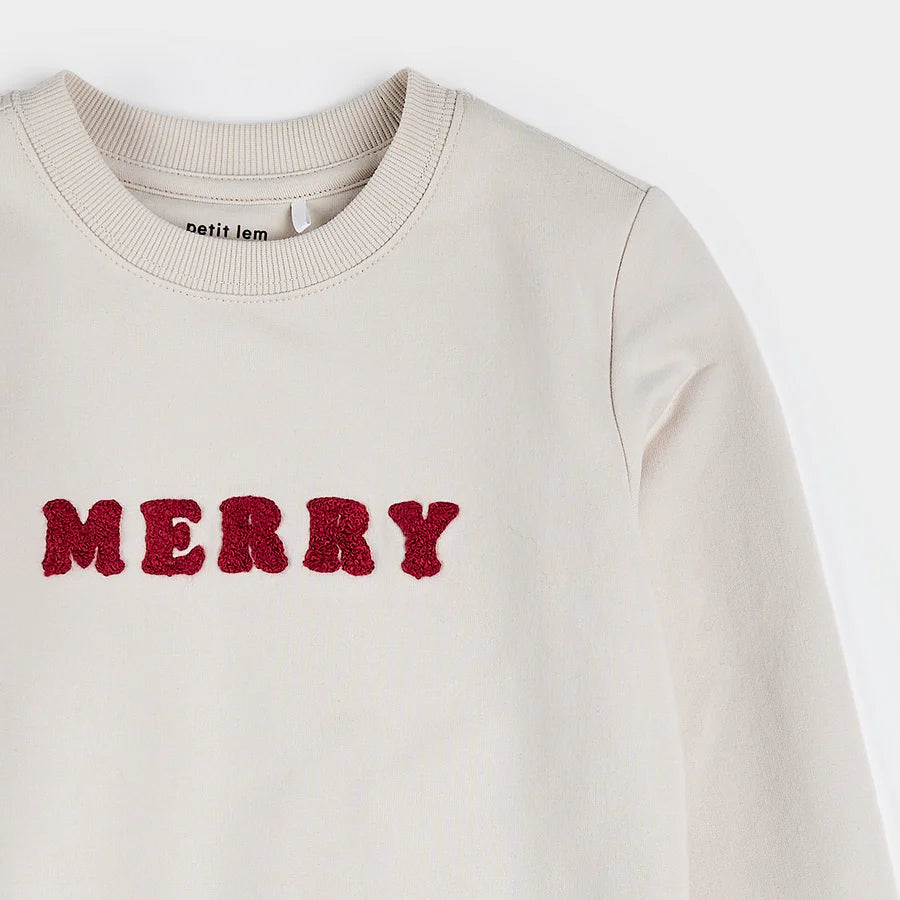 Petit Lem Merry on Creme Sweatshirt