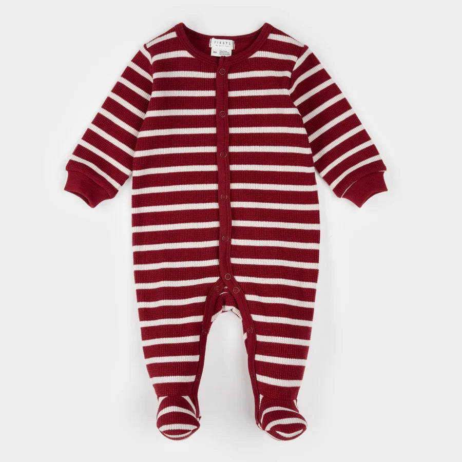 Petit Lem Scarlet Red Striped Thermal Sleeper