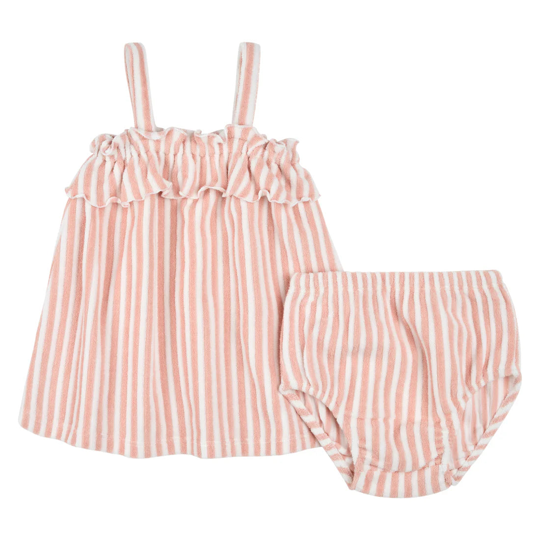 Petit Lem Two Piece Set - Dress + Bloomer - Light Pink Stripe