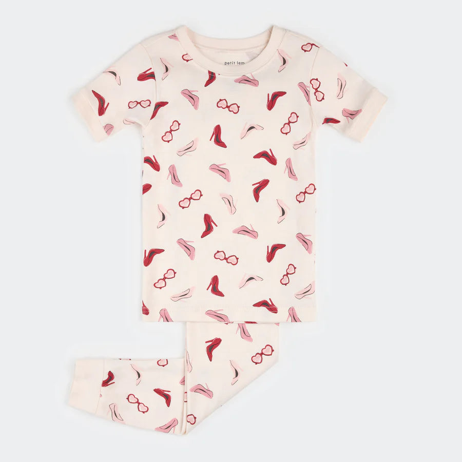Petit Lem Short Sleeve Pajama Set - Dress Up on Blush