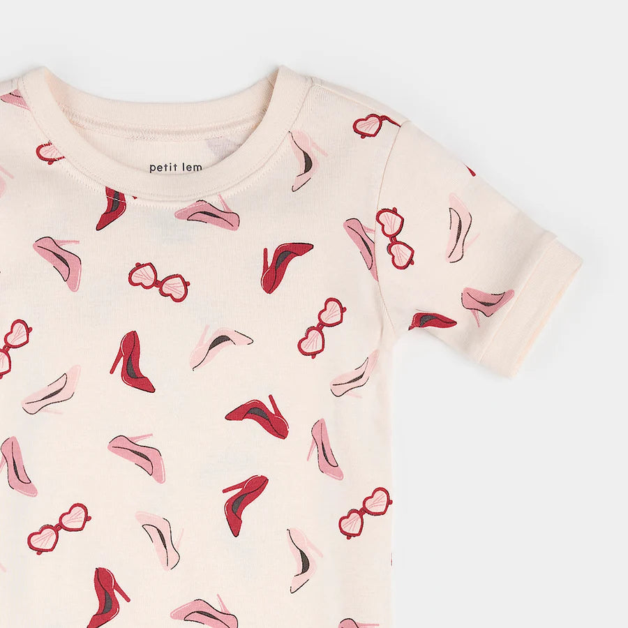 Petit Lem Short Sleeve Pajama Set - Dress Up on Blush