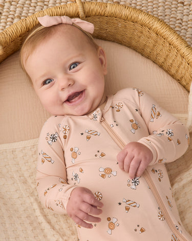 Quincy Mae Bamboo Zip Footie - Candy