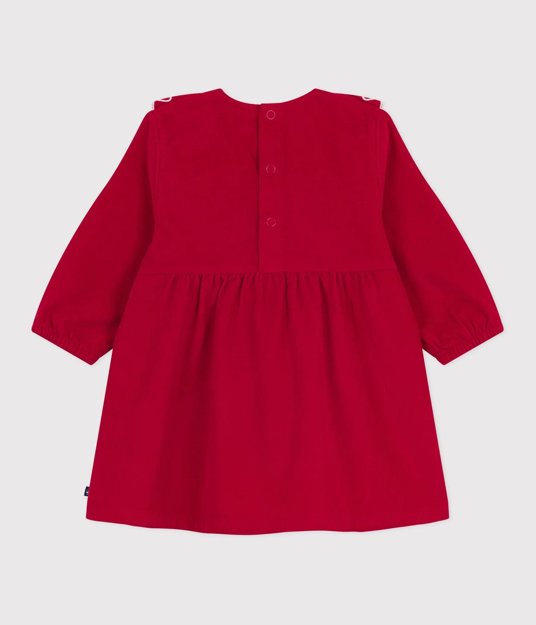 Petit Bateau Baby Long Sleeve Corduroy Dress with Ruffles