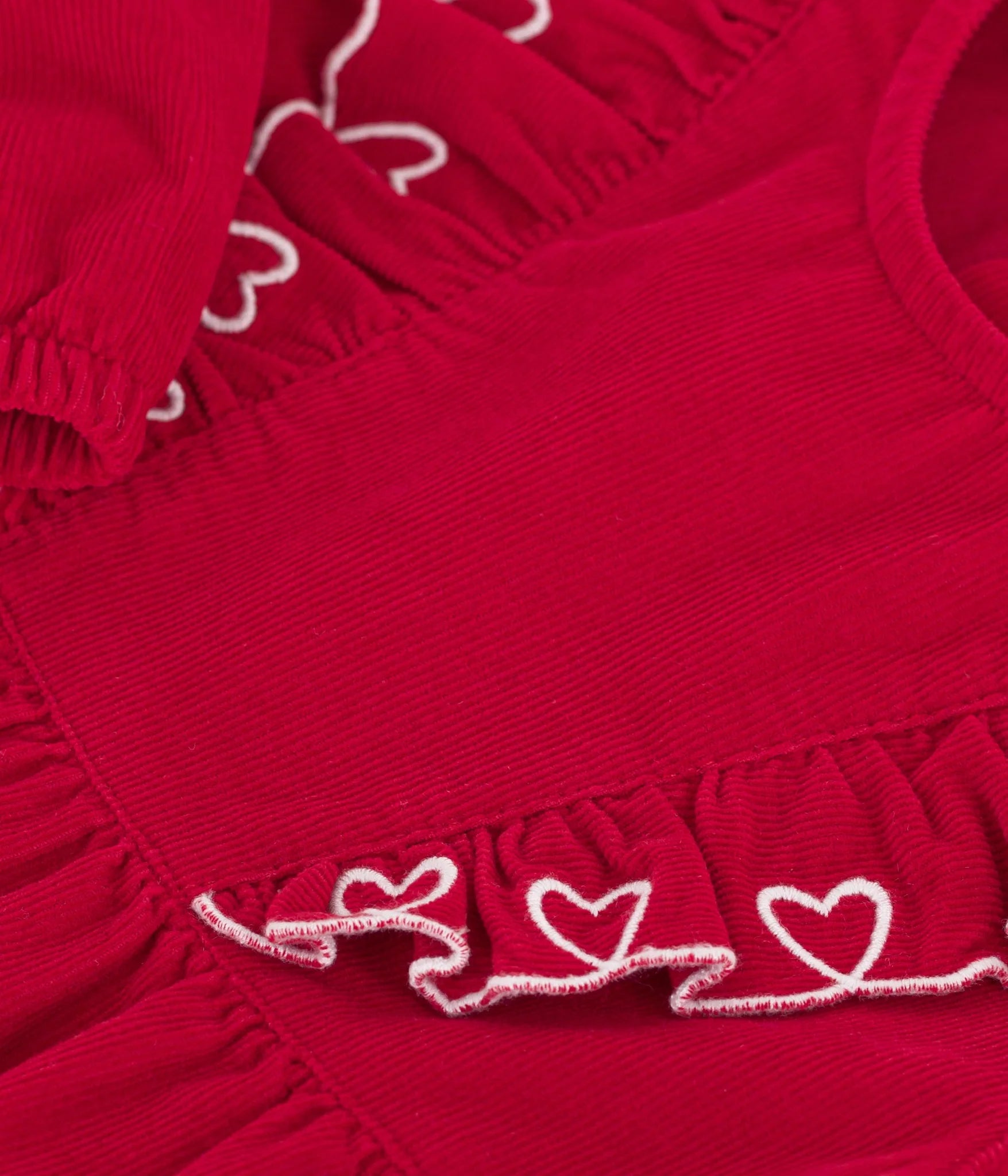 Petit Bateau Baby Long Sleeve Corduroy Dress with Ruffles