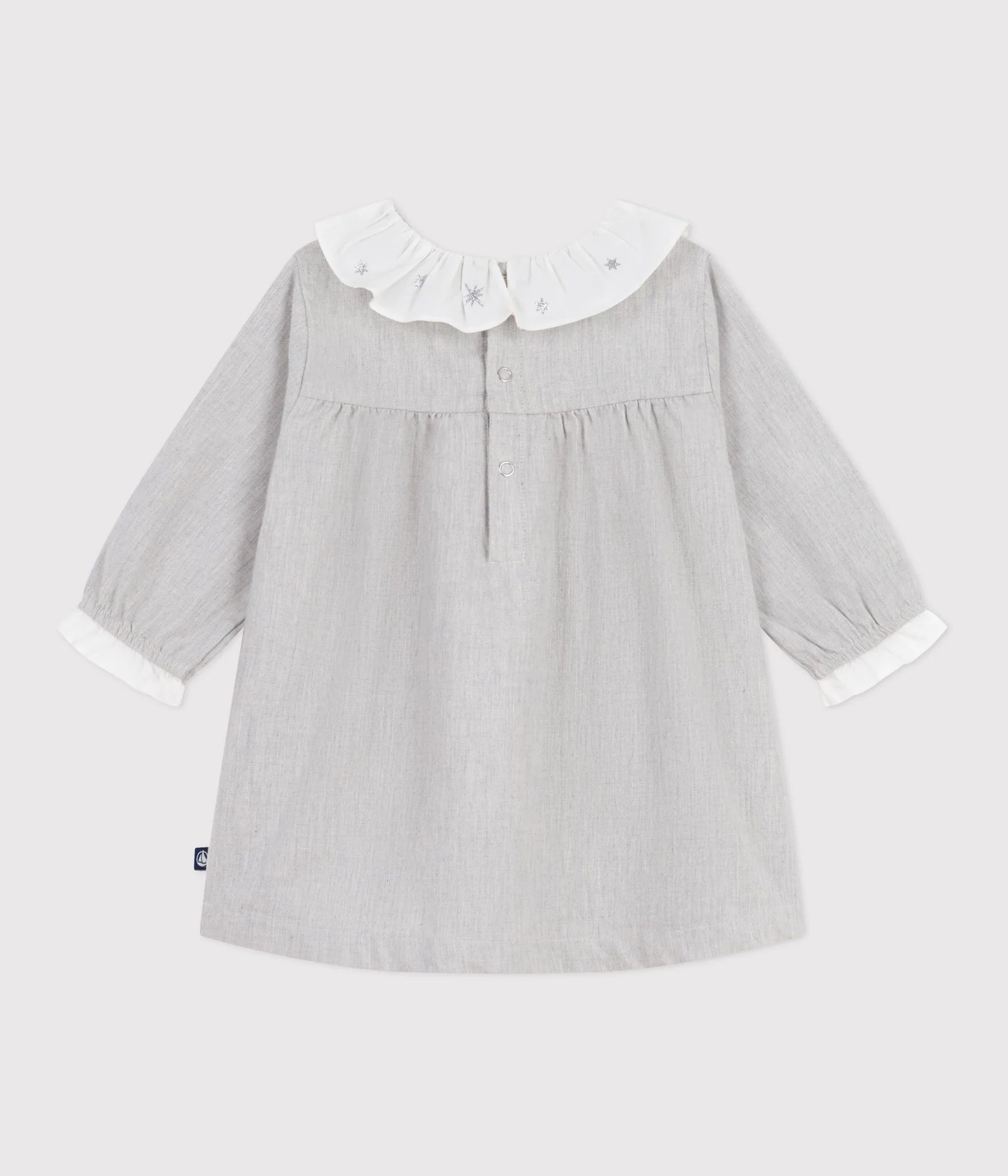 Petit Bateau Baby Long Sleeve Dress with Ruffle Collar