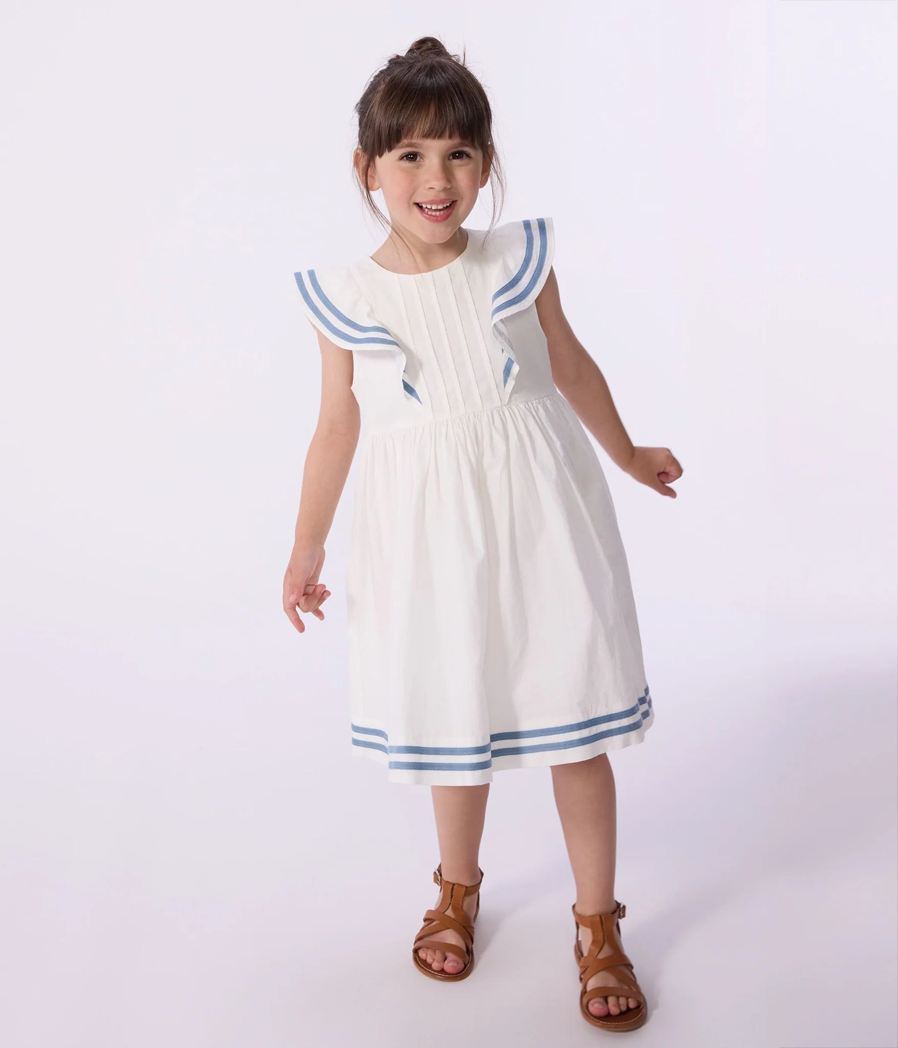 Petit Bateau Girl Sleeveless Dress with Ruffles