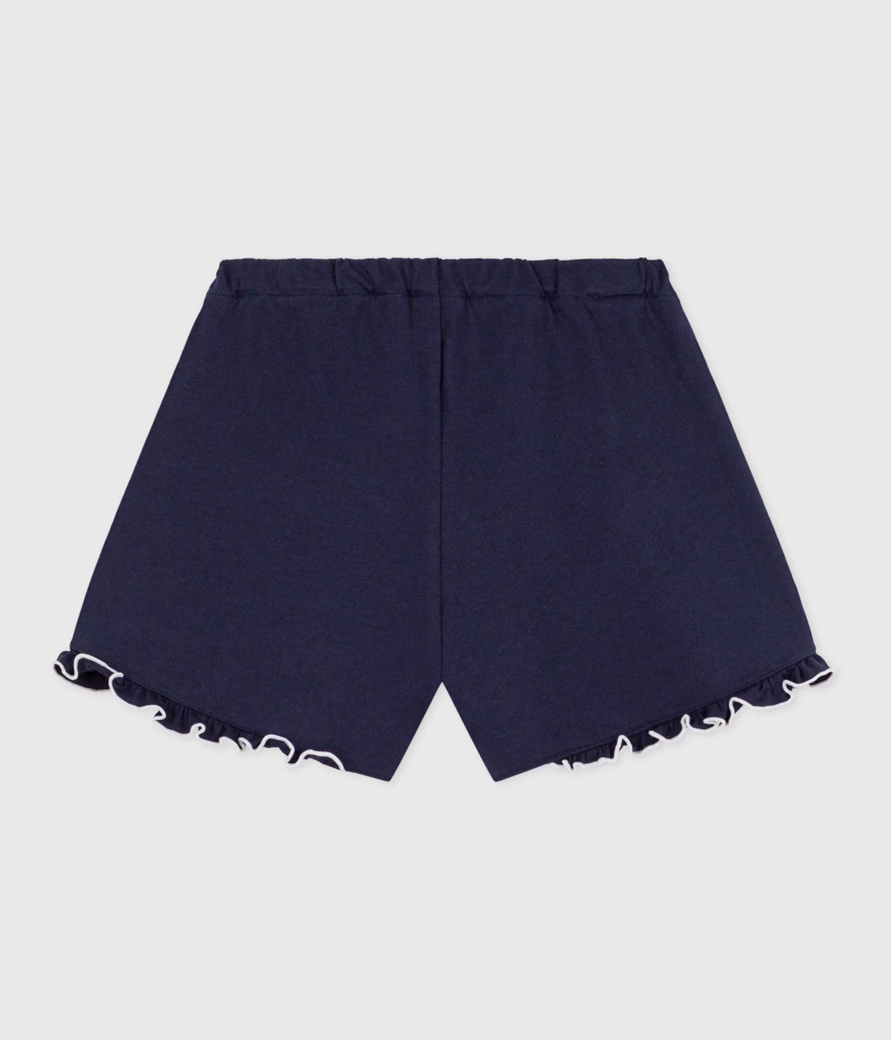 Petit Bateau Girls Jersey Shorts with Scallop Detail - Navy