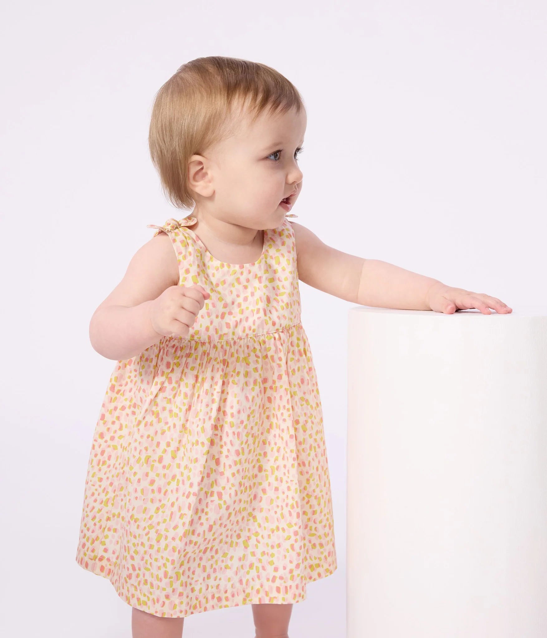 Petit Bateau Baby Girl Sleeveless Printed Dress with Bows