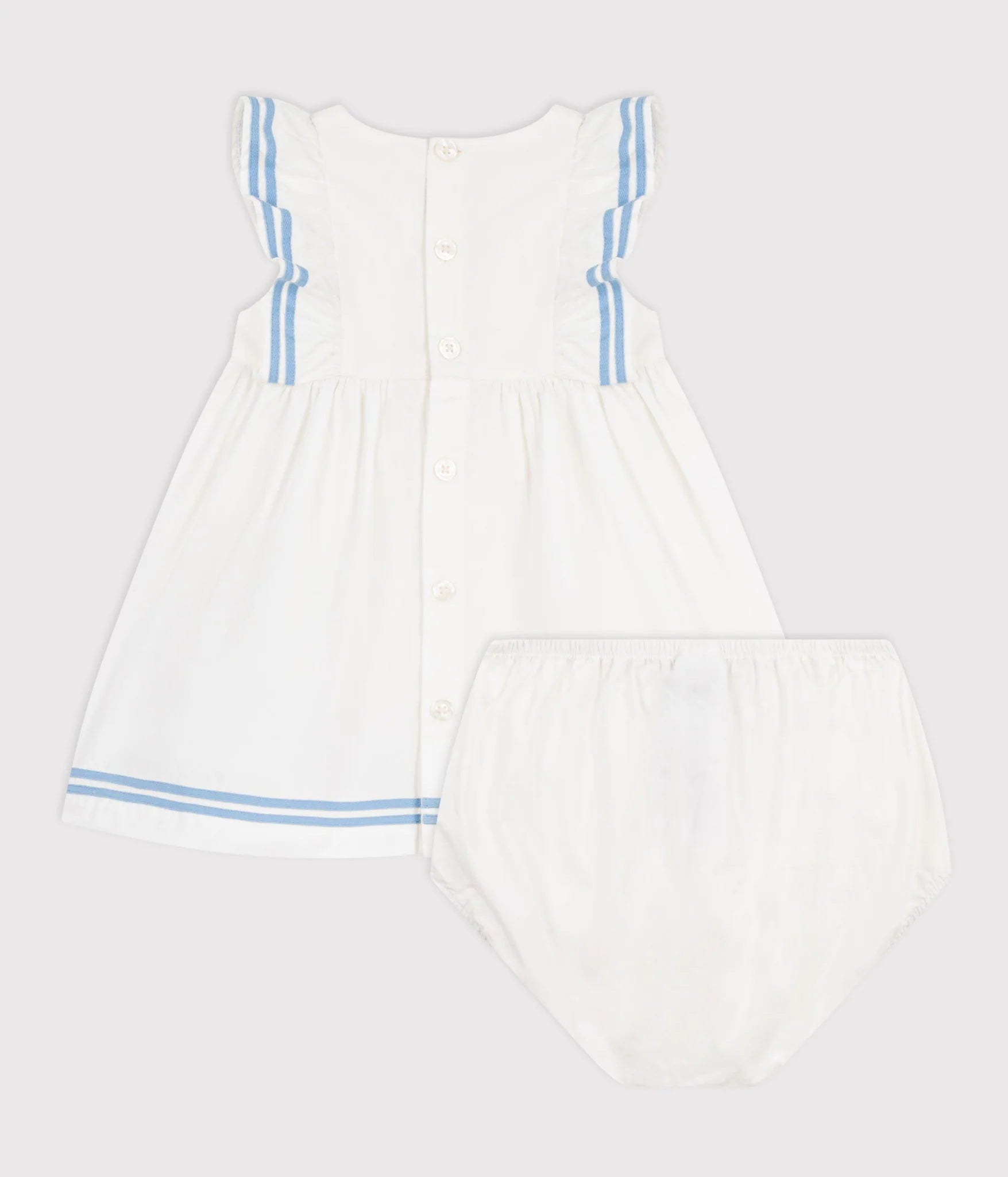 Petit Bateau Baby Girl Sleeveless Dress with Ruffles and Bloomer