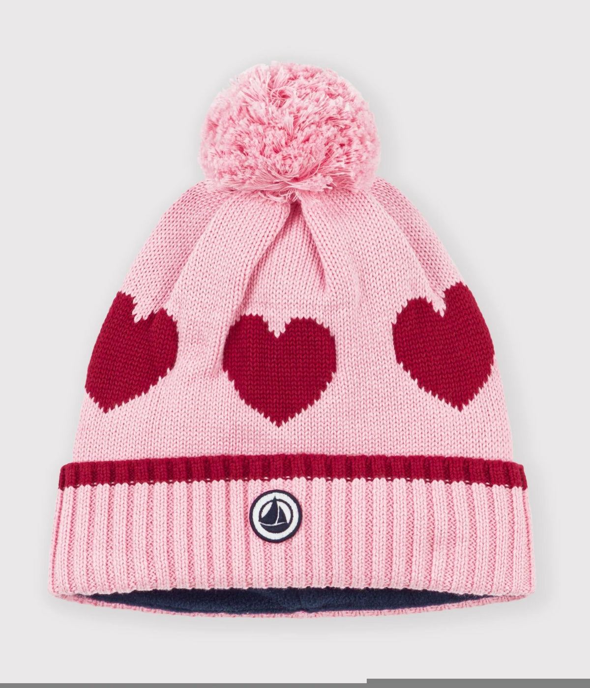 Petit Bateau Girl Knit Hat with Heart Detail