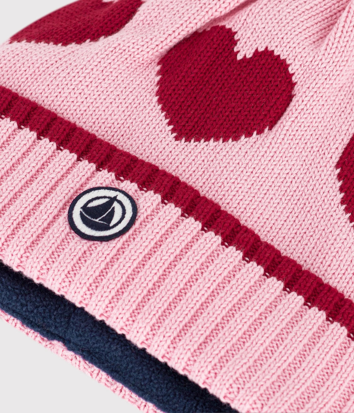 Petit Bateau Girl Knit Hat with Heart Detail