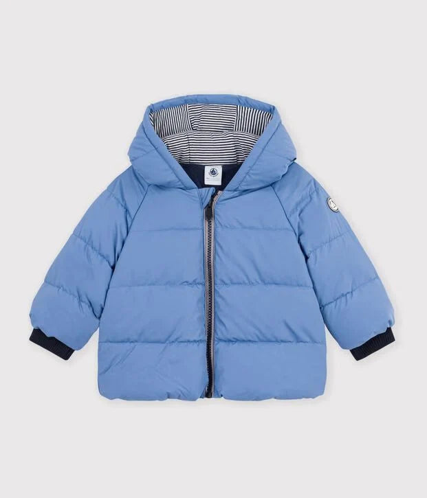 Petit Bateau Baby Hooded Puffer - Blue