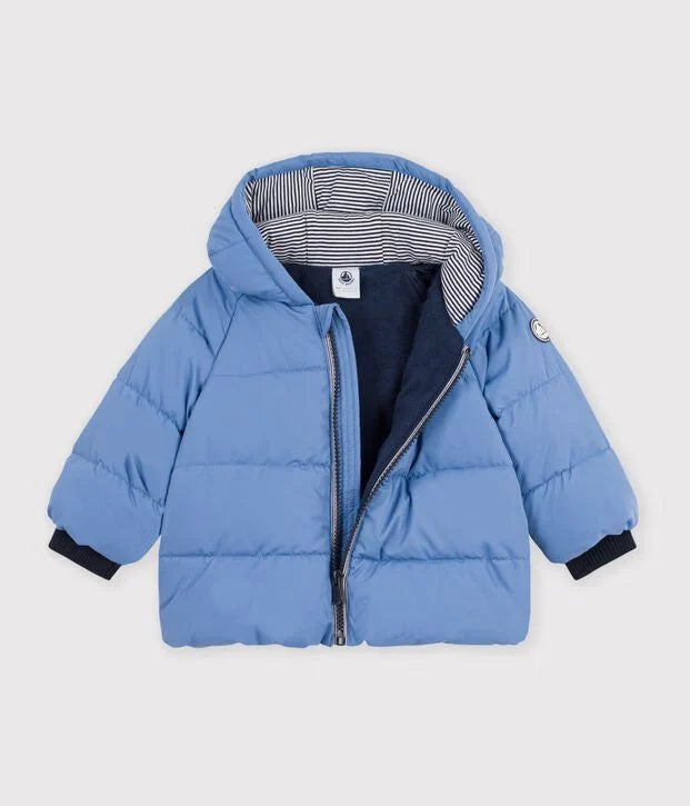 Petit Bateau Baby Hooded Puffer - Blue