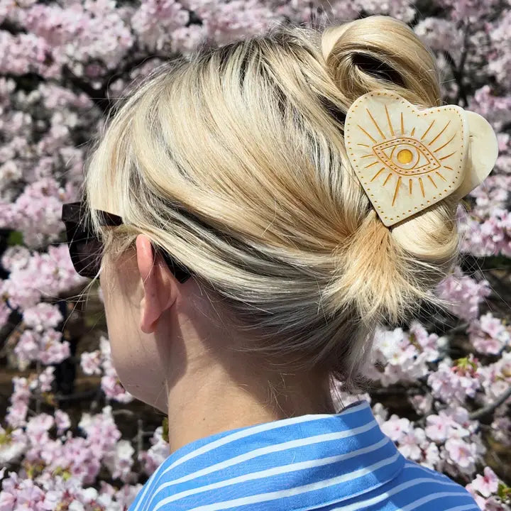 Hand-Painted Celestial Heart Claw Hair Clip